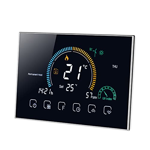 Matybobe Termostato per riscaldamento a pavimento, termostato, touch screen programmabile, LCD per scaldabagno, termoregolatore con retroilluminazione 95-240 V