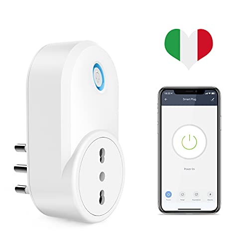 Maxcio Presa Intelligente WiFi, Presa Smart Italiana 16A Compatibile con Amazon Alexa e Google Home, Controllo Vocale, Maxcio APP Telecomando Remoto, Energia Monitor, Funzione di Timer e Family Share