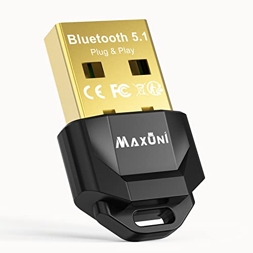 Maxuni Adattatore Bluetooth USB 5.1, Chiavetta Bluetooth per PC Laptop Computer, Ricevitore Bluetooth per Cuffie Altoparlanti Tastiera, Compatibile con Windows 10 11 (Collega e Gioca)