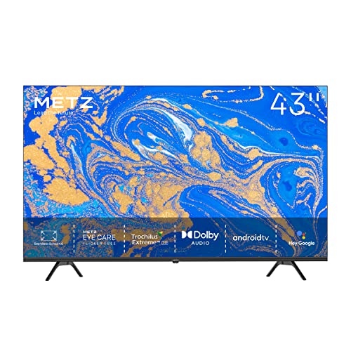 Metz Smart TV, Serie MUC6110, 43  (109 cm), LED, 4K, Versione 2022, Wi-Fi, Android 10.0, HDMI, ARC, USB, Slot CI+, Dolby Audio, DVB-C T2 S2, HEVC, boundless, Nero