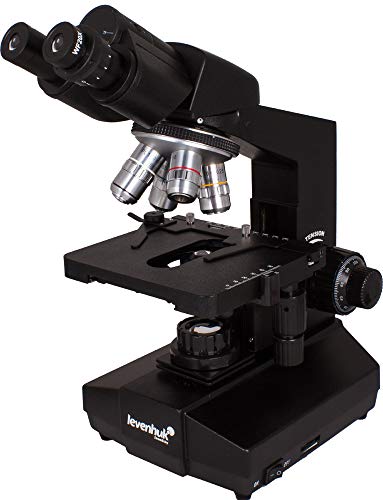 Microscopio Biologico Binoculare Levenhuk 850B con Obiettivi Planacromatici, Tavolino Traslatore, Filtri (Blu, Giallo e Verde) e Oculari a Grande Campo