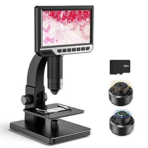 Microscopio Digitale con Display LCD 7 Pollici Doppia Lente 500-200...