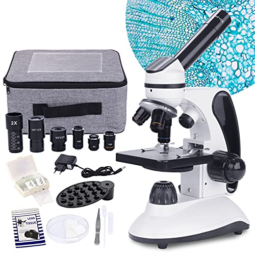 Microscopio monoculare 40X-2000X per studenti adulti,microscopio pr...