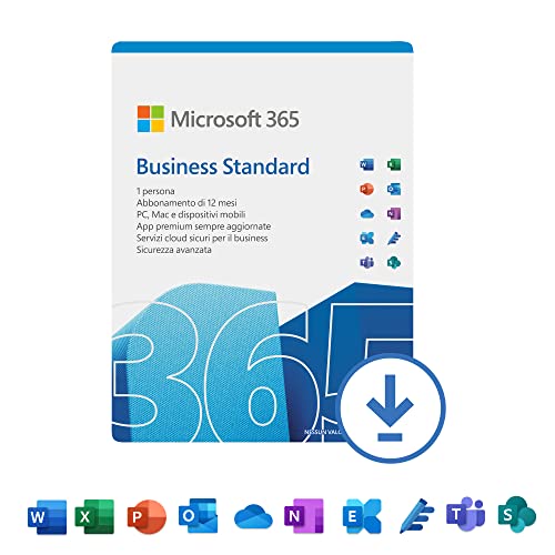 Microsoft 365 Business Standard - 1 utente - 5 PC Mac +5 Tablet + 5 Telefoni cellulari - Abbonamento di 12 mesi