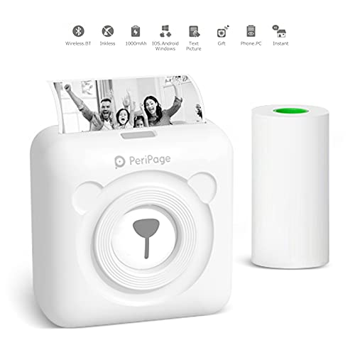Mini stampante fotografica Buyounger Stampante termica Bluetooth senza inchiostro Stampante portatile tascabile per smartphone multifunzione Stampante in bianco e nero di piccole dimensioni (White)