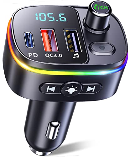 Mohard Trasmettitore FM Bluetooth Auto, QC3.0 & PD 18W USB C Adatta...
