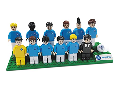 Mondo- Bricks Team Napoli Toys-Brick A.S Collezione-Squadra Giocatori e Allenatore Azzurro-25595, Colore Bianco Azzurro, 25595