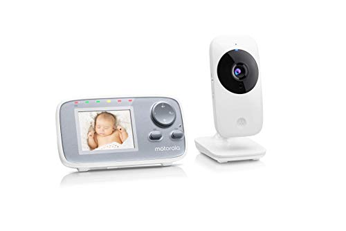 Motorola MBP 482 Video Baby Monitor - Telecamera Baby Monitor con Zoom - Display a colori da 2.4 pollici - Visione Notturna a Infrarossi e 300 Metri di Portata - Bianco