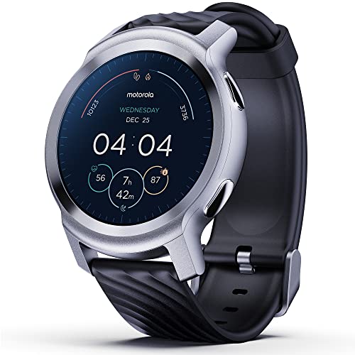 Motorola Moto Watch 100 – Smartwatch, durata della batteria fino a 14 giorni, impermeabilità 5ATM, compatibile con Android e iOS-Argento del Ghiacciaio