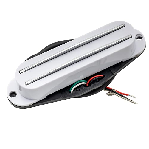 Musiclily Dual Hot Rail High Output Chitarra Pick-up Humbucker Formato Single Coil per Fender Squier Strat, Bianco