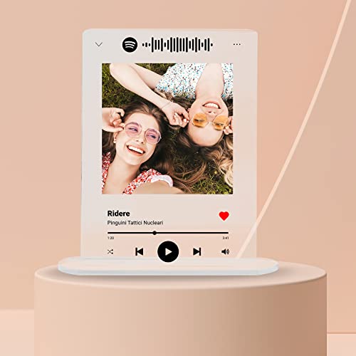 MusicPlex originale con Codice Spotify -Targa musicale personalizzata con foto nomi e canzoni - stampa UV su Plexiglass acrilico trasparente - idea regalo per San Valentino e anniversario