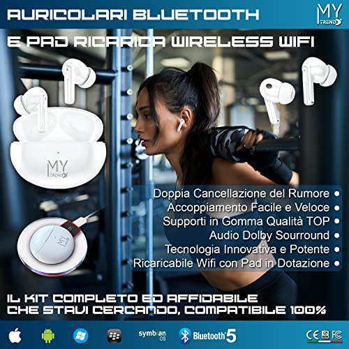 My Trend Cuffie Bluetooth 5.1 in Ear e Caricatore Wireless - Aurico...