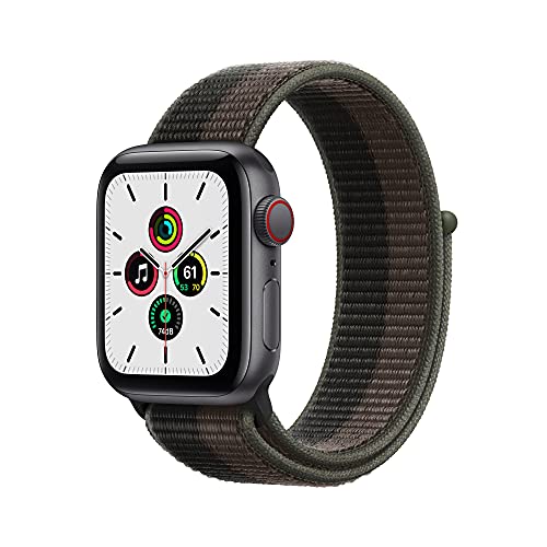 Apple Watch SE (1ª gen.) (GPS + Cellular, 40mm) Smartwatch con cassa in alluminio grigio siderale con Sport Loop color tornado grigio. Fitness tracker, monitoraggio della frequenza cardiaca