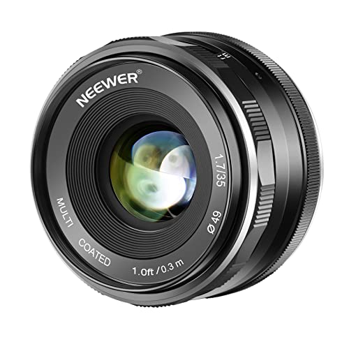 Neewer 35mm F 1.7 Obiettivo Fisso con Messa a Fuoco Manuale APS-C ad Apertura Grande Compatibile con Fotocamere Mirrorless Canon EF-M EOS-M, inclusa Canon EOS M M2 M3 M5 M6 M10 M50 M100 M200 ecc..