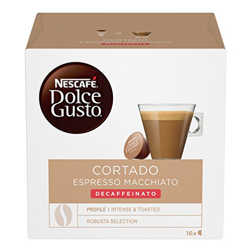 NESCAFÉ DOLCE GUSTO Cortado Decaffeinato Caffè Espresso Macchiato, Confezione da 16 capsule