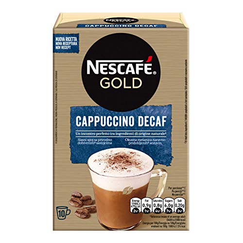 Nescafé Gold Preparato Solubile per Cappuccino Decaffeinato, 10 Bustine, 125g