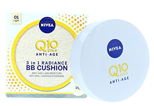 Nivea - BB cream Nivea Q10 cushion, colore light, anti-invecchiamento, antirughe, idratante, 15 g