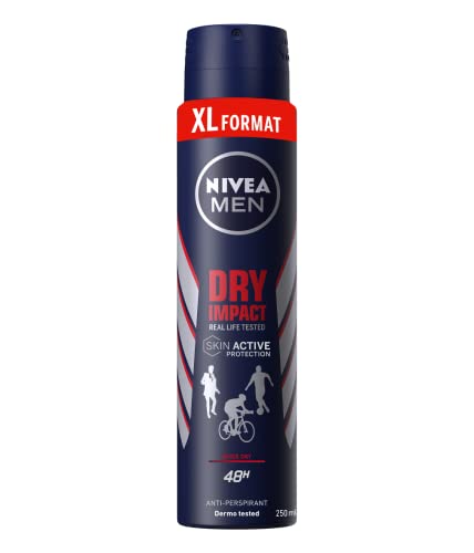Nivea MEN Dry Impact Deodorante spray in maxi-formato da 250ml, Deo...