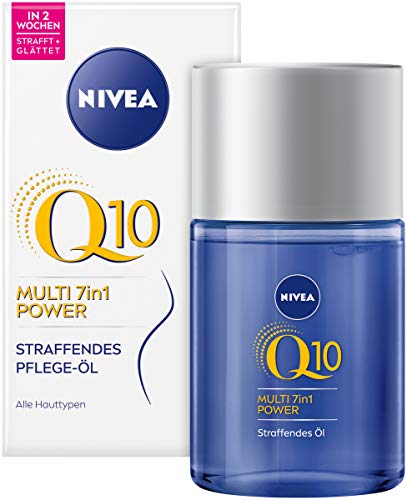 Nivea Q10 - Olio nutriente rassodante (100 ml), olio rassodante per smagliature, per la cura della pelle, olio per il corpo con Q10, macadamia, avocado e olio di semi di cotone