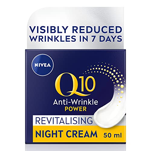 NIVEA Q10 Power Anti-Wrinkle + Firming Night Cream (50 ml), Anti Ageing Cream + Creatine and Q10, Nightly Moisturiser for Women, Reduce Appearance of Wrinkles