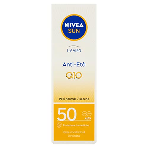 Nivea SUN Crema viso UV Q10 Anti-Età FP50 in tubetto da 50 ml...