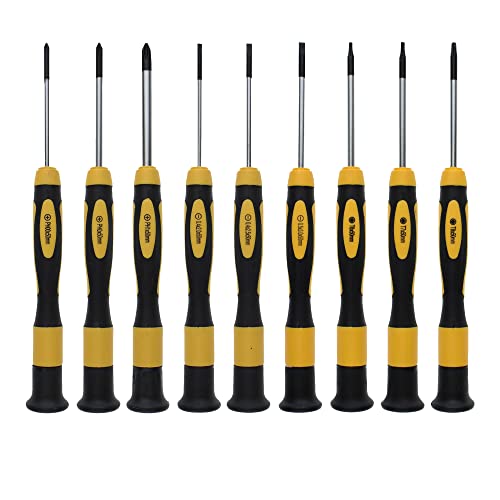 NOREX Set di cacciaviti di precisione magnetici a fessura a croce Torx, mini cacciaviti, set di cacciaviti, giallo nero