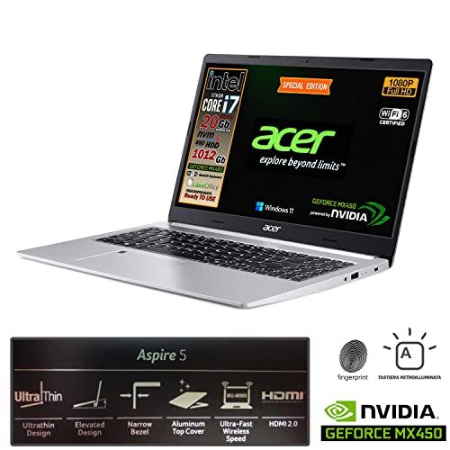 Notebook Acer, Intel i7 1167g7 di 11 Gen 4 Core 4.7Ghz, RAM 20 Gb, ...
