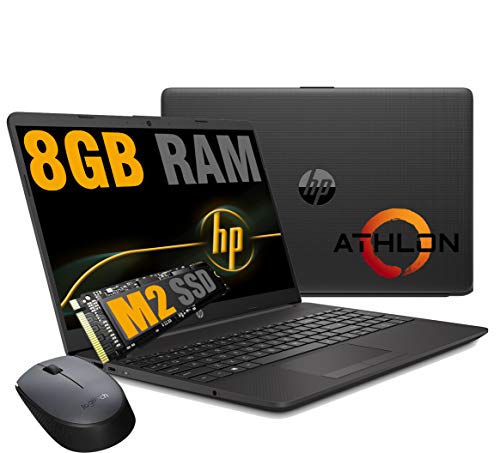 Notebook HP 255 G8 Pc portatile,Display HD 15.6 ,Cpu Amd Athlon,fino a 2,60 GHz,Ram 8 GB DDR4 ,SSD M.2 Nvme 256 Gb, Bluetooth, WIFI,Porta Lan RJ-45,Windows 10 Pro Pronto All uso + Mouse Wifi Logitech