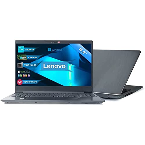 Notebook Lenovo i3 Pc portatile cpu i3 1005G1 , Display 15.6” FHD Ram 8Gb Ddr4 SSHD 756 Gb NVMe,Hdmi,Wi fi,Bluetooth,Windows 11 professional