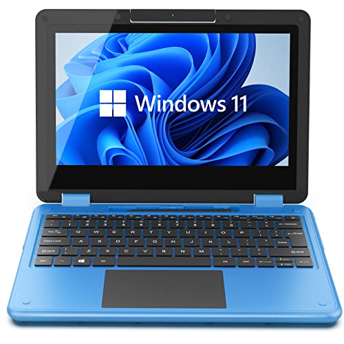 Notebook touch screen 2 in 1 per studenti Windows 11 Home (Intel Celeron N4120,6 GB, LPDDR4, 128 GB, connessione SSD Wi-Fi, Bluetooth, 1080P FHD IPS, HDMI, Type-C, USB, fotocamera girevole a 360°