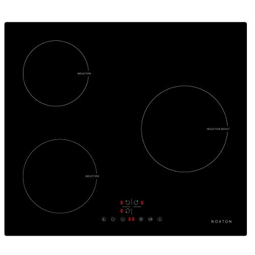 NOXTON - Piastra di cottura a induzione da tavolo elettrica 3 fuochi di cottura in vetro con sensore touch colore Nero