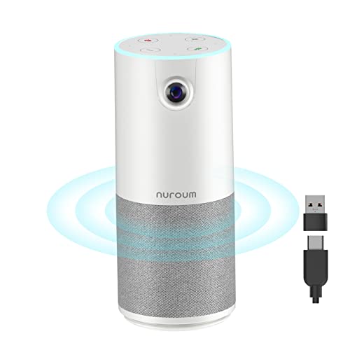 Nuroum C10 Webcam per videoconferenza, con microfono e altoparlante, videocamera 1080P HD Fotocamera portatile con grandangolo a 90° riduzione del disturbo, USB Plug&Play Streaming per PC Mac Windows