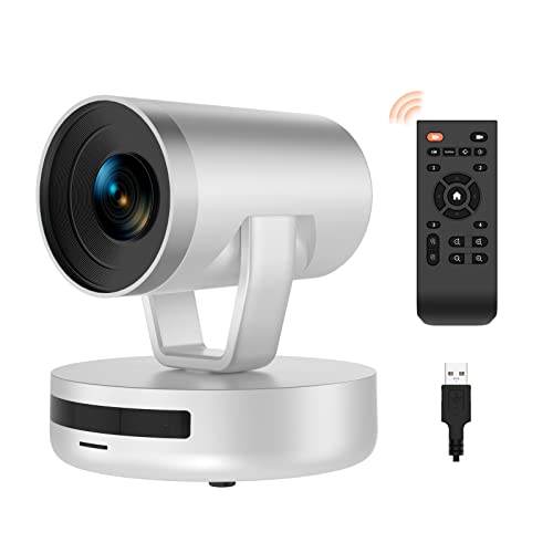 Nuroum V403 PTZ Webcam, Zoom ottico 5X Messa a fuoco automatica Tracciamento AI 1080P 25fps FHD, Telecamera per videoconferenze con controllo remoto grandangolo di 122°, per Live-Streaming Zoom Skype