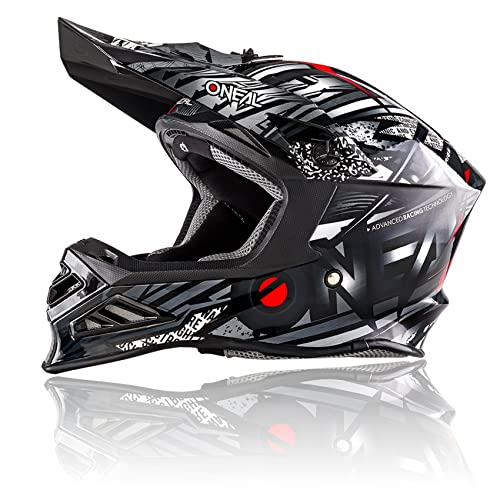 O NEAL | Casco Motocross | MX Enduro Motorcycle | Innovativo e leggero guscio esterno in fibra di vetro, compatibile con Neckbrace | 8SRS Helmet Synthy | Adulto | Nero | Taglia M (57 58 cm)