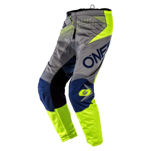O Neal | Pantaloni Motocross | MTB Enduro MX | Comoda vestibilità Sciolta per la Massima libertà di Movimento | Element Pants Factor | Adulto | Grigio Blu Neon Giallo | Taglia 38 54