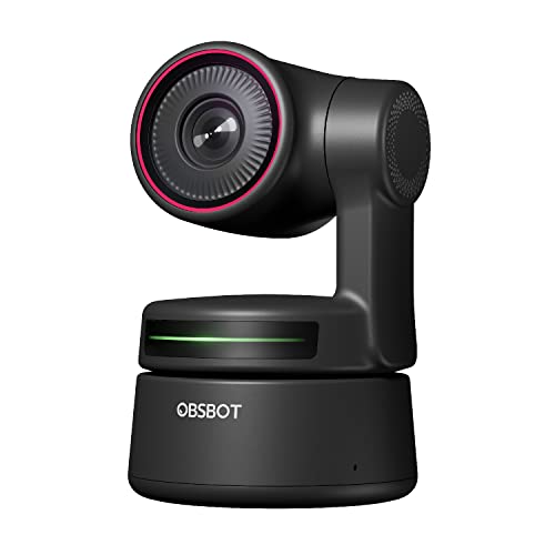 OBSBOT Tiny PTZ 4K Webcam Inquadratura AI-Powered e Messa a Fuoco Automatica Webcam 4K con Doppi Microfoni Omnidirezionali Auto Tracking con Gimbal a 2 Assi HDR 60 FPS Correzione di Scarsa Luminosità