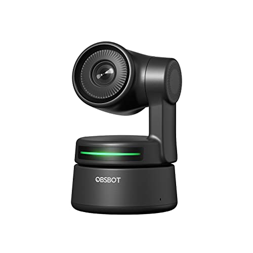 OBSBOT Tiny Webcam PTZ, AI-Alimentato Inquadratura & Controllo Gesti, Full HD 1080p, Doppio Microfono Omnidirezionale, Grandangolo di 90 Gradi, Correzione della Scarsa Luminosità, Per Zoom, Skype