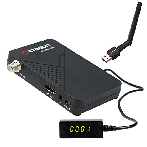 Octagon SX8 Mini CA HD Full HD - Ricevitore satellitare digitale multistream WLAN (HDTV, DVB-S2X, HDMI, 2 USB 2.0, 1080p, IPTV, IR Extender), preprogrammato per Astra & Türksat, colore: Nero