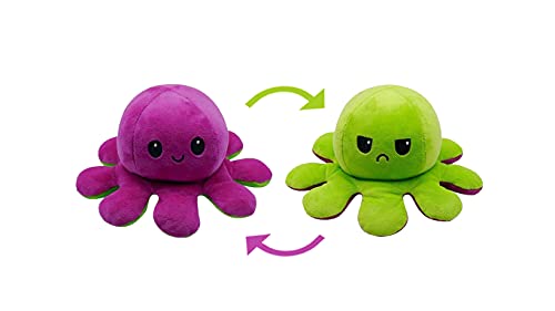 Octopus Reversibile| Morbido Peluche Reversibile Octopus Reversibile| per alleviare Lo Stress | Il miglior Regalo Creativo | Mostra Il Tuo Umore Senza Dire Una Parola. (Viola e Verde)