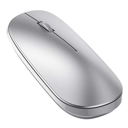 OMOTON Mouse Bluetooth Wireless Argento Compatibile con iPad e iPhone (iPadOS 13  iOS 13 o successiva), Macbook, Windows e Android, Mouse senza filo, Click Silenziosi