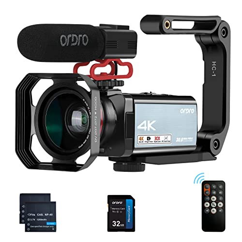 ORDRO 4K Videocamera 1080P 60FPS Videocamera Digitale Registratore IR Night Vision Videocamere WiFi per YouTube 3.5    IPS Touchscreen Vlog Camera con Microfono Obiettivo Grandangolare Scheda SD 32G