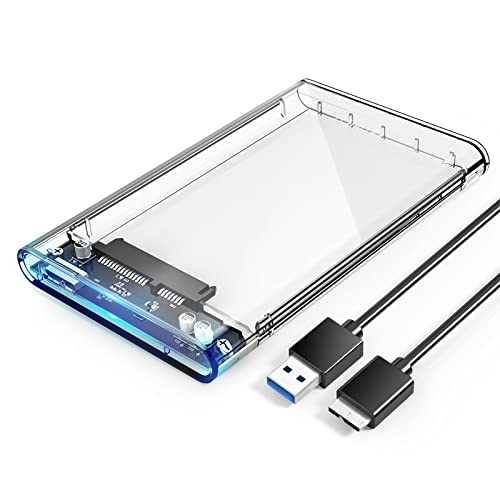 ORICO Case Esterno per Disco Rigido 2.5 , USB 3.0 Enclosure Hard Disk Caso per 2.5    HDD SSD SATA I II III 9.5mm e 7mm, Tool Free, Supporto UASP, Trasparente