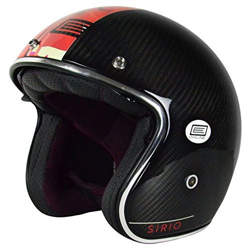 Origine Helmets 202587017500703 Sirio Style Flower Casco Jet in Fibra di Carbonio, Nero, S