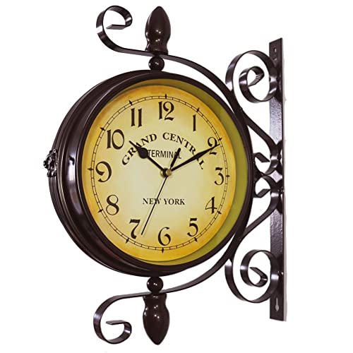 Orologio da parete vintage a doppia faccia vintage industriale orologio da parete per esterni decorazione decorativa da parete decorazione antica orologio da parete da ufficio orologio