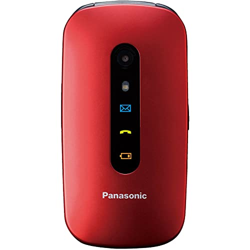 Panasonic KX-TU456 Cellulare Facilitato, Ampio Display a Colori,Tasti Grandi, Chiamate Prioritarie in Vivavoce, Bluetooth e Fotocamera, Compatibile con Apparecchi Acustici, Rosso