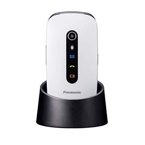 Panasonic KX-TU466 Cellulare Facilitato, Ampio Display a Colori, Tasti Grandi, Funzione GPS, Chiamate Prioritarie in Vivavoce, Bluetooth e Fotocamera, Compatibile con Apparecchi Acustici, Bianco