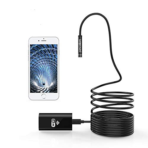 pancellent WiFi Endoscopio Wireless Borescopio 2.0 Mega Pixels HD Inspection Camera Rigid Snake Cable (5 Metes) for iOS iPhone Android Samsung Smartphone
