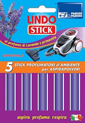Parodi & Parodi Lindo Stick Deodorante Aspirapolvere Lavanda 5 Pezzi, Tessuto, Viola, 11x17x1 cm, 5 unità