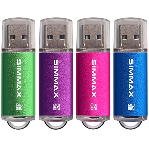Pendrive 4 pezzi 32GB Chiavetta USB 2.0 Unità Memoria Flash di SIMMAX (32GB Verde Viola Rosa Blu)