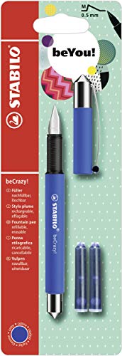 Penna Stilografica - Stabilo beCrazy! Uni Colors in Blu - 3 cartucce blau incluse, 3 Patronen
